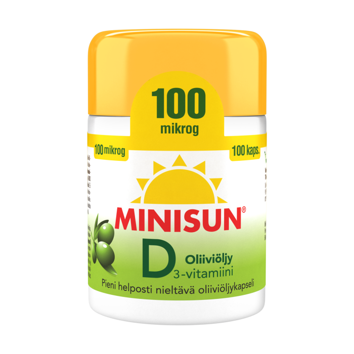 Minisun D-vitamiini Oliiviöljy 100 mikrog 100 KPL
