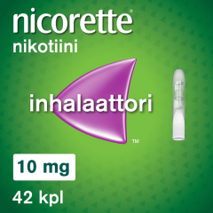 NICORETTE INHALAATTORI 10 mg inhal höyry, kyllästetty patruuna 42 fol